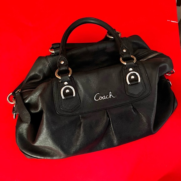 COACH ASHLEY F15447 Black Leather Satchel Handbag Purse - Picture 2 of 11